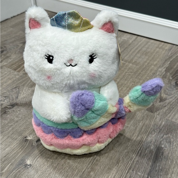 New Glow Brights Plush Cat Pastel Rainbow FAO Schwartz J46 - Picture 1 of 4